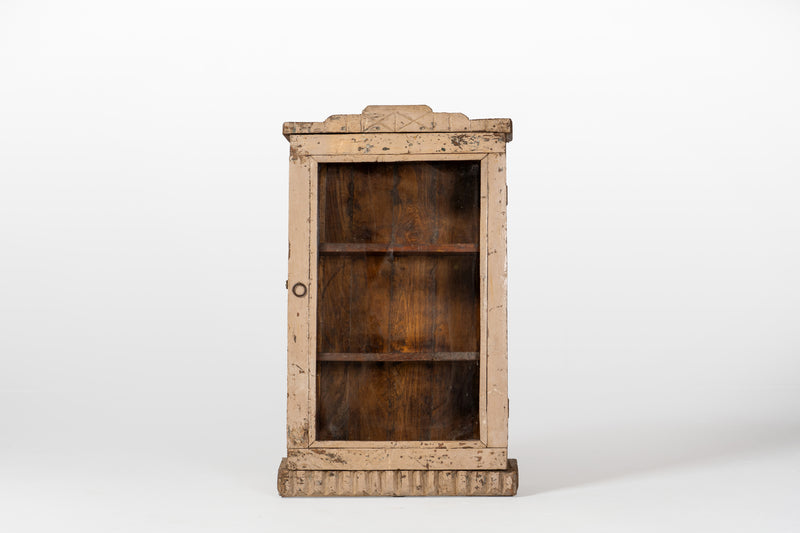Wooden Wall Cabinet with Shelving and Glass Door