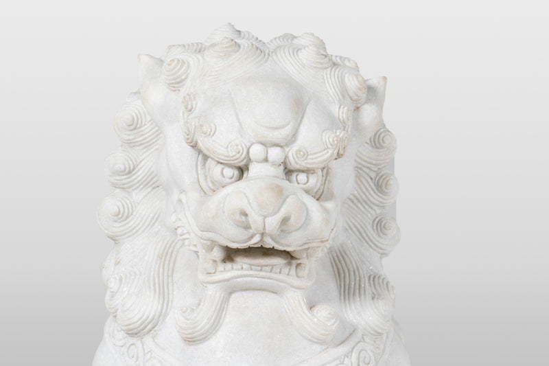 A Pair of Marble Foo Lions