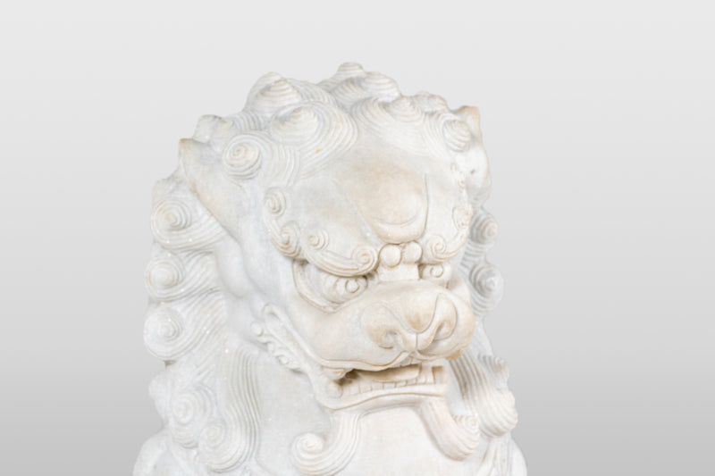 A Pair of Marble Foo Lions