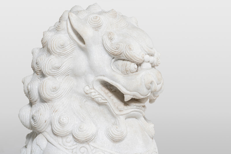 A Pair of Marble Foo Lions