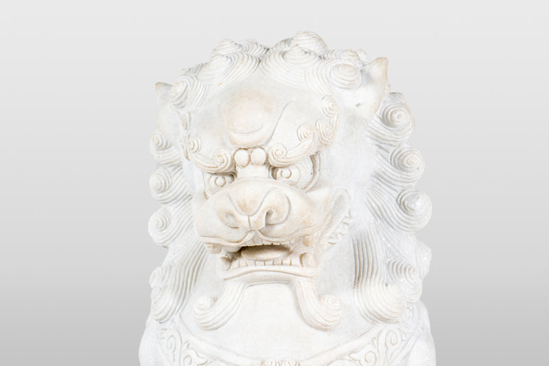 A Pair of Marble Foo Lions