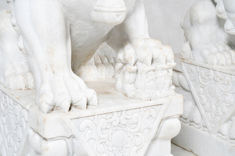 A Pair of Marble Foo Lions