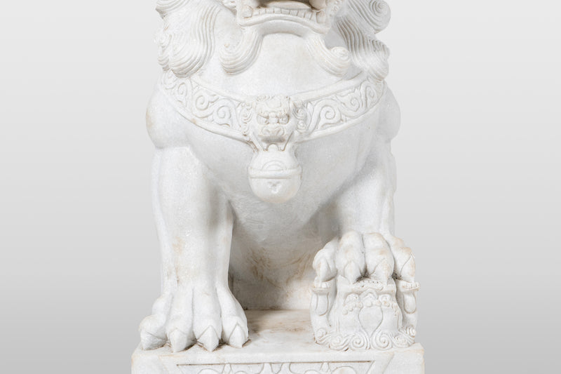 A Pair of Marble Foo Lions