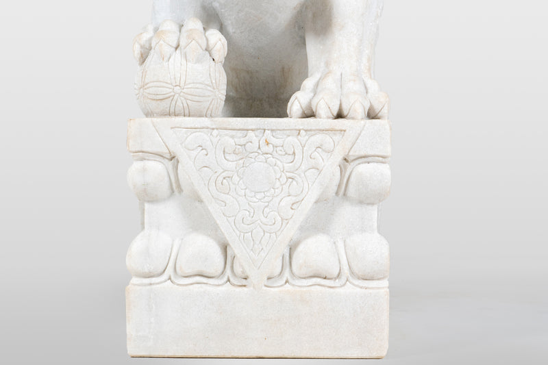 A Pair of Marble Foo Lions