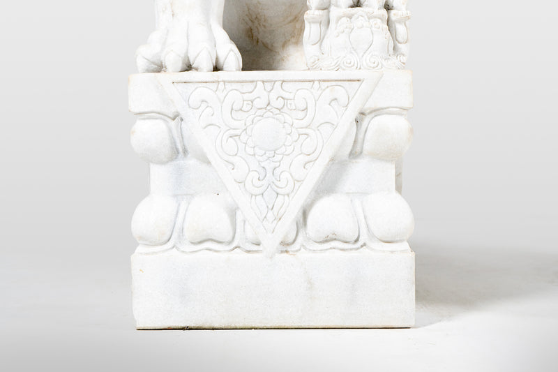 A Pair of Marble Foo Lions