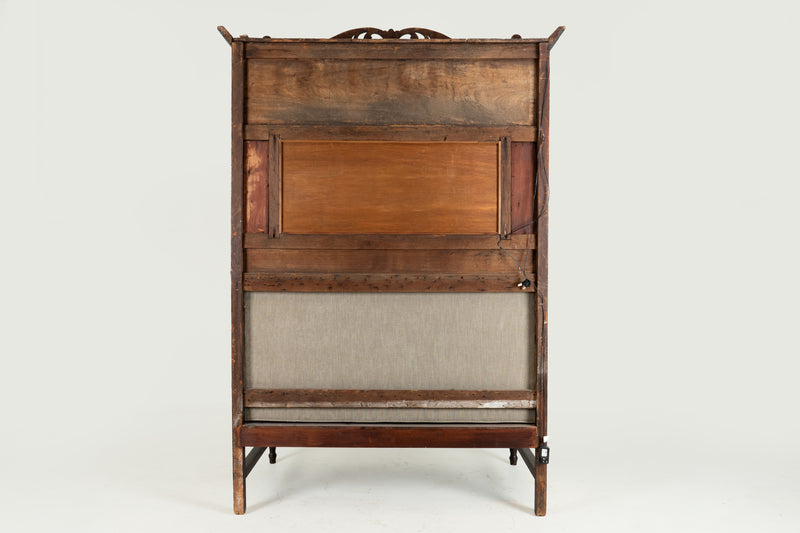 A Hallway Bench with Mirror and Shelving