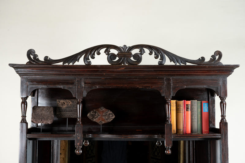 A Hallway Bench with Mirror and Shelving