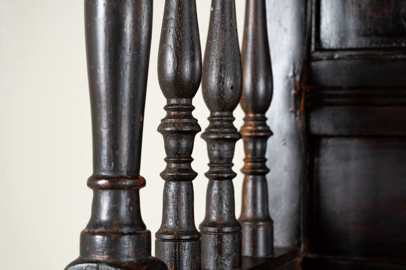 A Hallway Bench with Mirror and Shelving