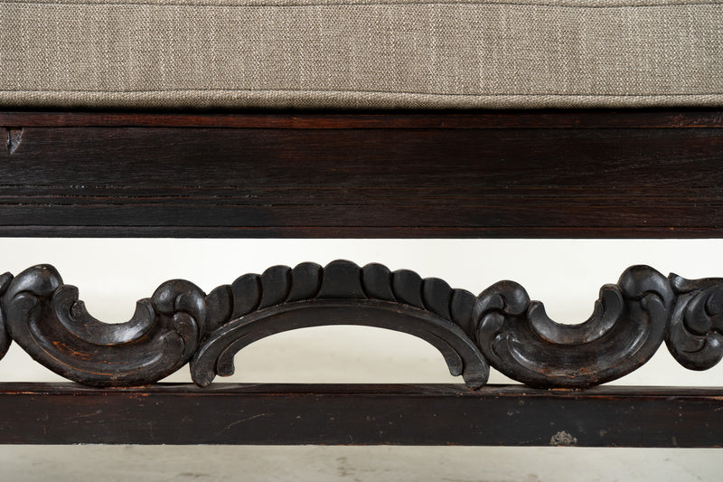 A Hallway Bench with Mirror and Shelving