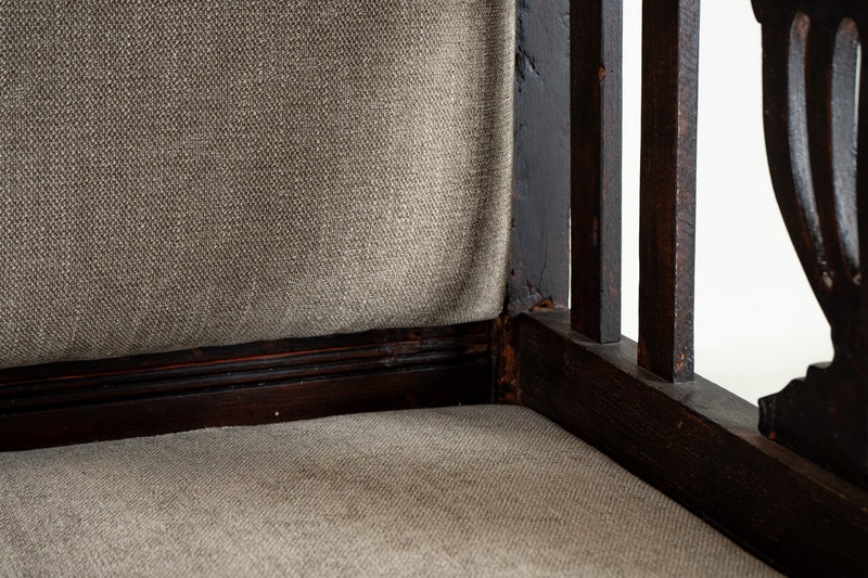 A Hallway Bench with Mirror and Shelving