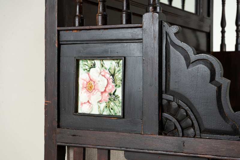 A Hallway Bench with Mirror and Shelving