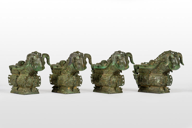 Metal Wine Ewer with Chinese Mythical Ram