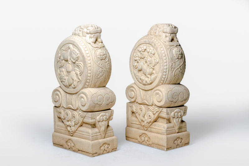 A Pair of Chinese Marble Stone Drums