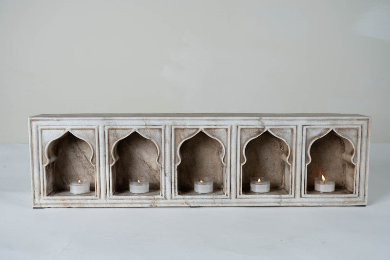 Marble Votive Holder with Arched Designs