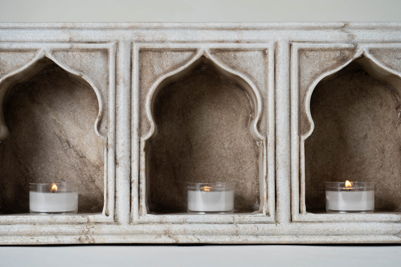 Marble Votive Holder with Arched Designs