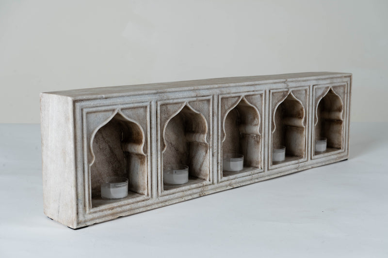 Marble Votive Holder with Arched Designs