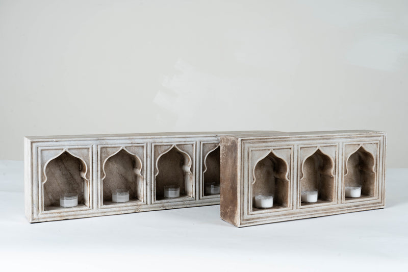 Marble Votive Holder with Arched Designs