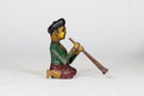 Small Wooden Figure of Musician Playing Shehnai