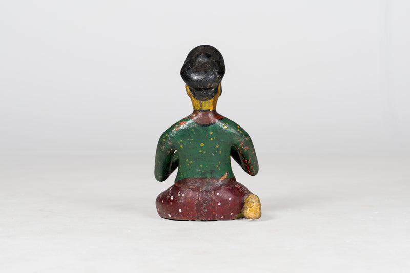 Small Wooden Figure of Musician Playing Shehnai