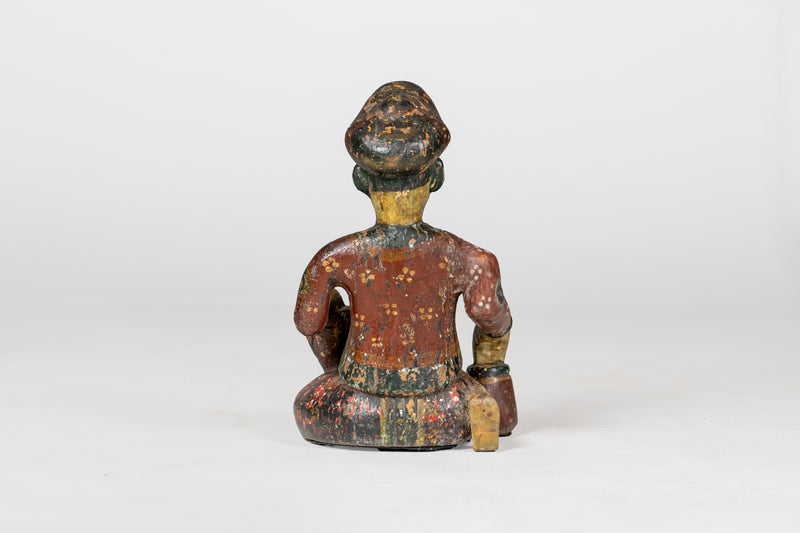 Smal Wooden Figure of Musician Playing Drums