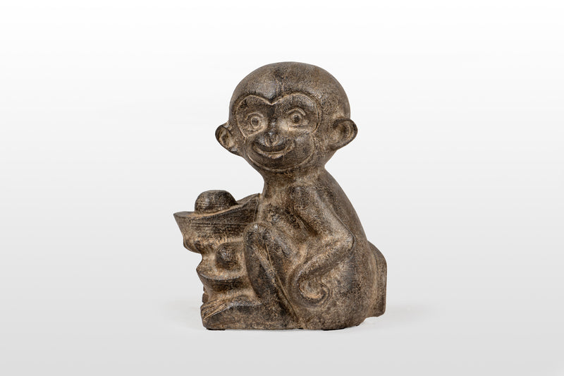 "Lucky Monkey" | Limestone Figure of Smiling Monkey