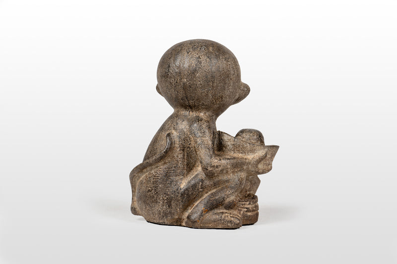 "Lucky Monkey" | Limestone Figure of Smiling Monkey