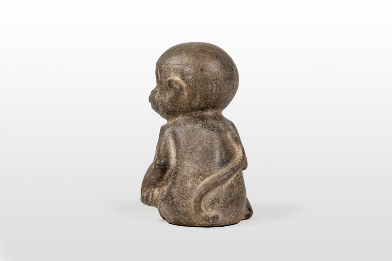 "Lucky Monkey" | Limestone Figure of Smiling Monkey