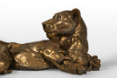 Brass Sculpture of Lioness with Lion Cubs