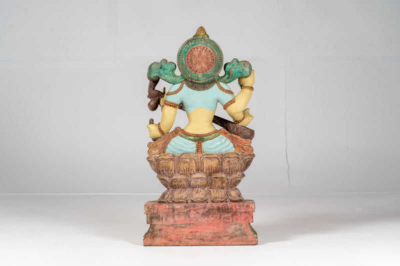 Wooden Sculpture of Goddess Saraswati