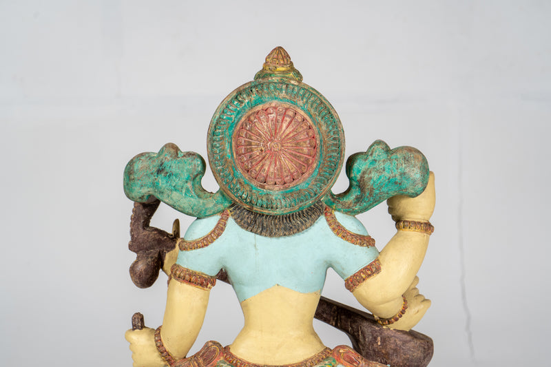 Wooden Sculpture of Goddess Saraswati