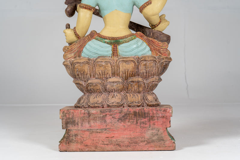 Wooden Sculpture of Goddess Saraswati