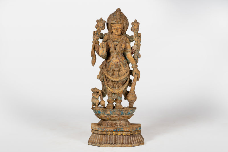 Wooden Sculpture of God Vishnu