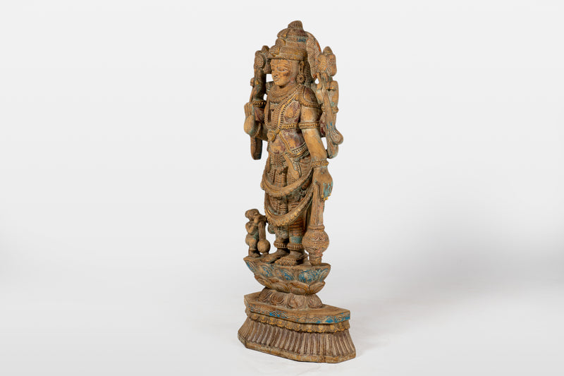 Wooden Sculpture of God Vishnu