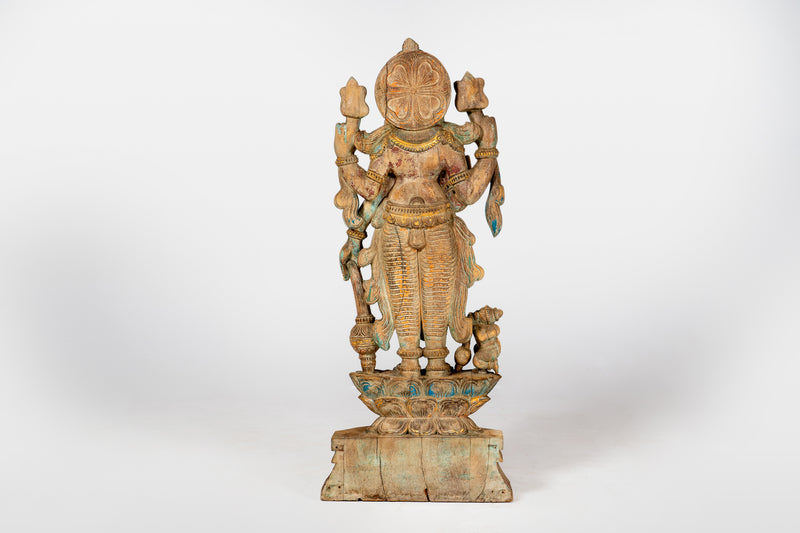 Wooden Sculpture of God Vishnu