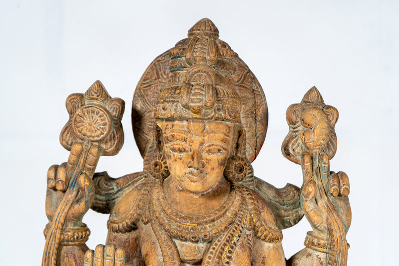 Wooden Sculpture of God Vishnu