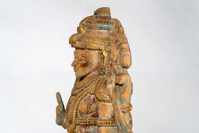 Wooden Sculpture of God Vishnu