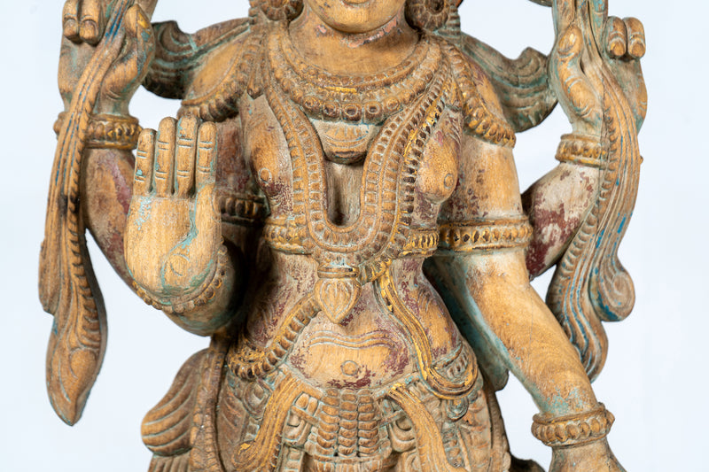 Wooden Sculpture of God Vishnu