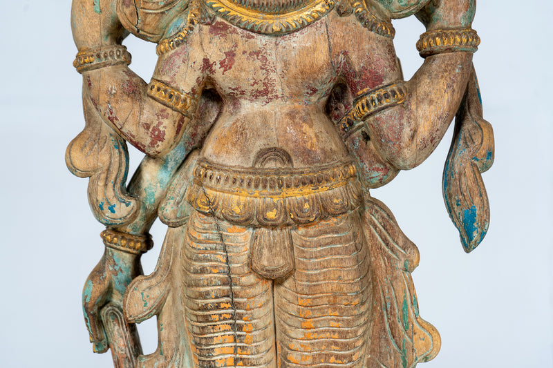 Wooden Sculpture of God Vishnu