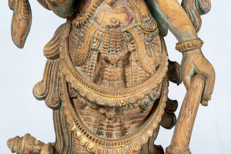 Wooden Sculpture of God Vishnu