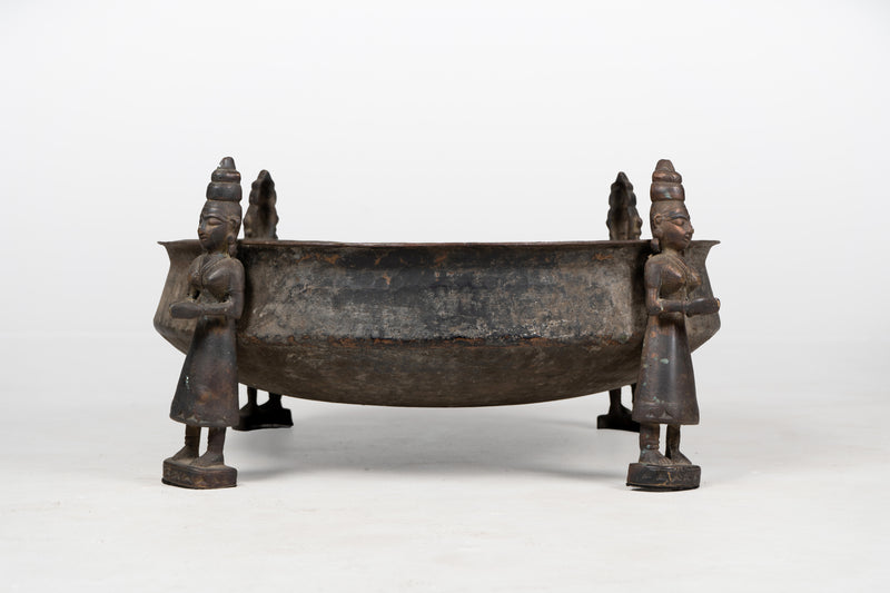 A Stippled Copper Bowl with Femenine Formed Figures