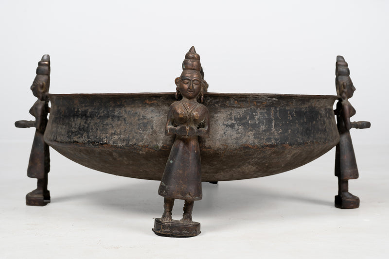 A Stippled Copper Bowl with Femenine Formed Figures