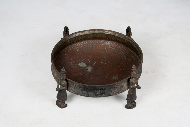A Stippled Copper Bowl with Femenine Formed Figures