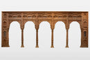 A Wooden Indian Colonnade With Five Arches and Candle Alcoves