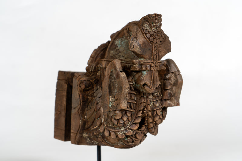 Horse Wood Carving on Metal Stands