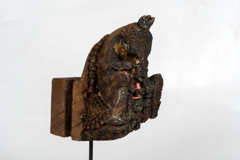 Horse Wood Carving on Metal Stands