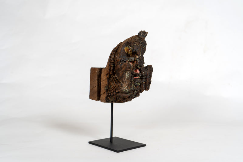 Horse Wood Carving on Metal Stands