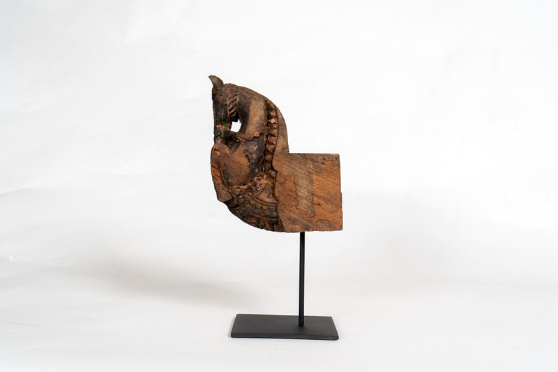 Horse Wood Carving on Metal Stands