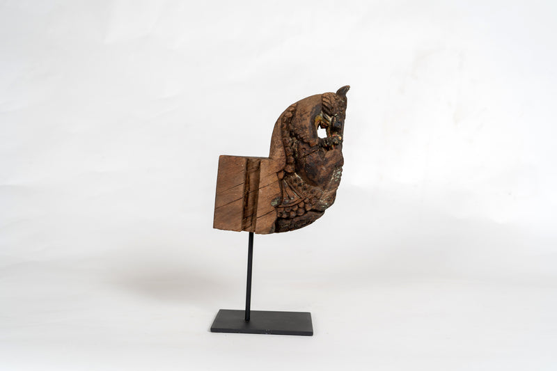 Horse Wood Carving on Metal Stands