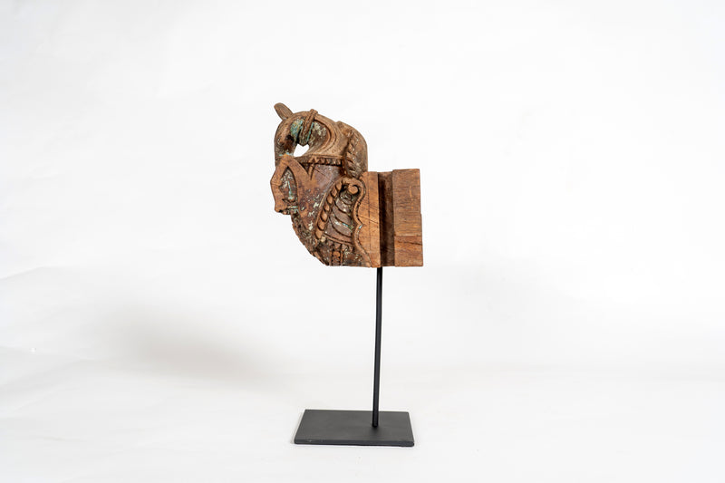 Horse Wood Carving on Metal Stands