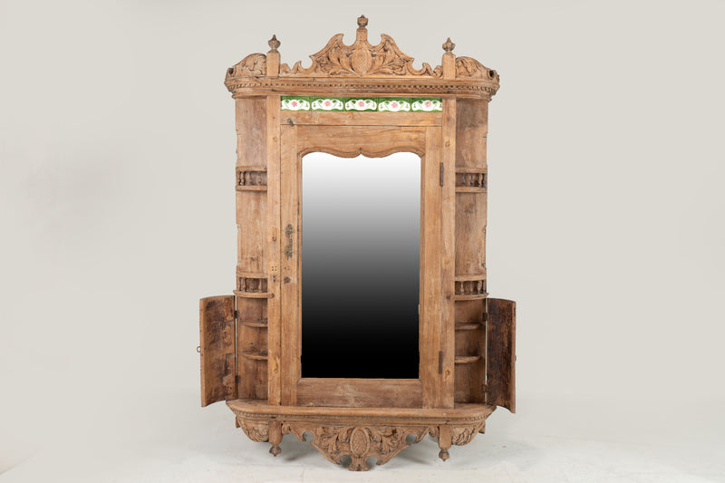 A Wall Mirrored Cabinet with Storage and Shelving